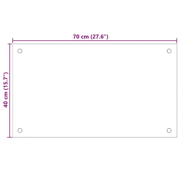 vidaXL Πλάτη Κουζίνας Λευκή 70 x 40 εκ. από Ψημένο Γυαλί