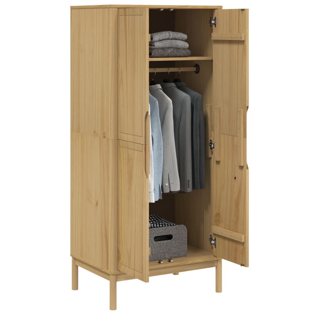 vidaXL Ντουλάπα FLORO Καφέ 77 x 53 x 171 εκ. από Μασίφ Ξύλο Πεύκου