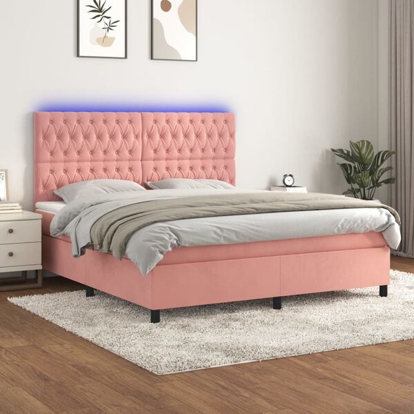 vidaXL &Kappa;&rho;&epsilon;&beta;ά&tau;&iota; Boxspring &mu;&epsilon; &Sigma;&tau;&rho;ώ&mu;&alpha; & LED &Rho;&omicron;&zeta; 180x200 &epsilon;&kappa;. &Beta;&epsilon;&lambda;&omicron;ύ&delta;&iota;&nu;&omicron;