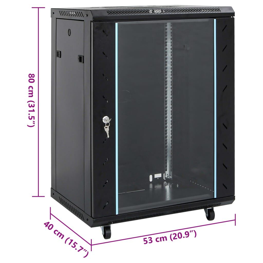 vidaXL Καμπίνα Δικτύου με Περιστ. Πόδια 15U 19" IP20 53x40x80 εκ.