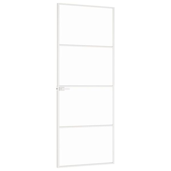 vidaXL Εσωτερική Πόρτα Λευκή 76x201,5 εκ. Ψημένο Γυαλί&Λεπτό Αλουμίνιο