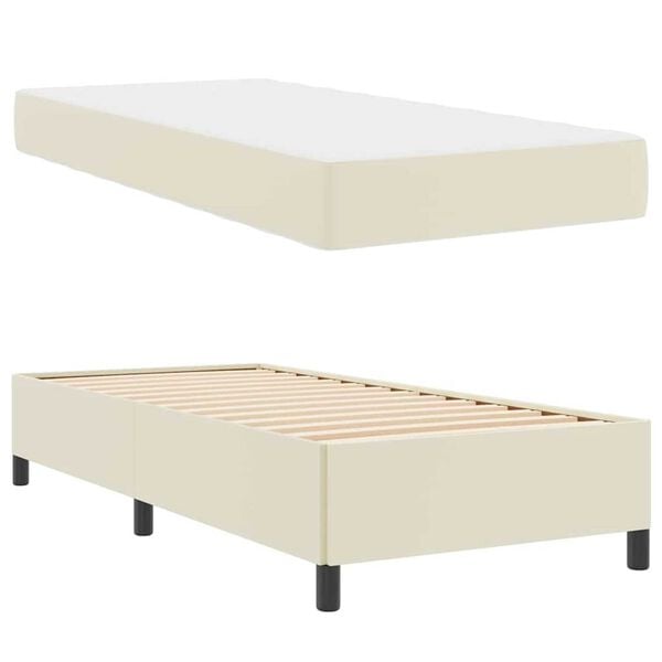 vidaXL Σκελετός κρεβατιού με στρώμα Κρεμ 100 x 200 cm Τεχνητό δέρμα