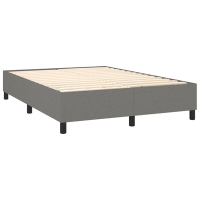 vidaXL Κρεβάτι Boxspring με Στρώμα & LED Σκ.Γκρι 140x190εκ. Υφασμάτινο