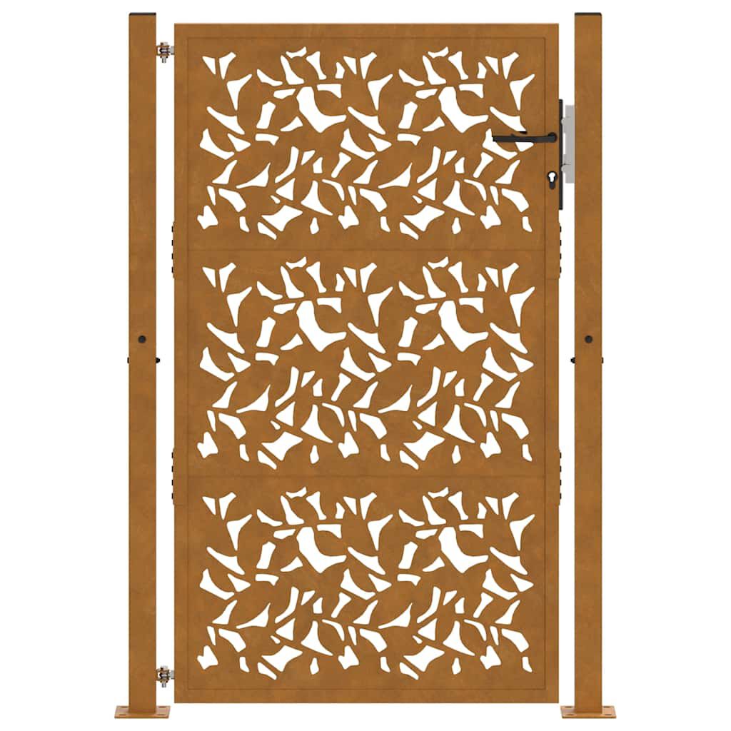 vidaXL Πύλη κήπου 105x155 cm από χάλυβα με φύλλα καιρικές συνθήκες
