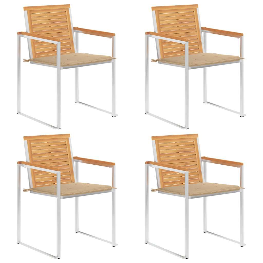 vidaXL Καρέκλες Κήπου 4 τεμ. από Μασίφ Ξύλο Teak με Μαξιλάρια