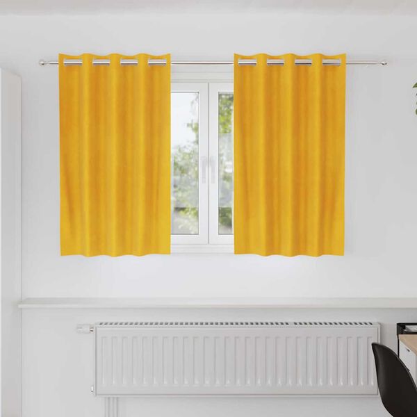 vidaXL Κουρτίνες 2 pcs κίτρινο μουσταρδί 140 x 140 cm Βελούδο