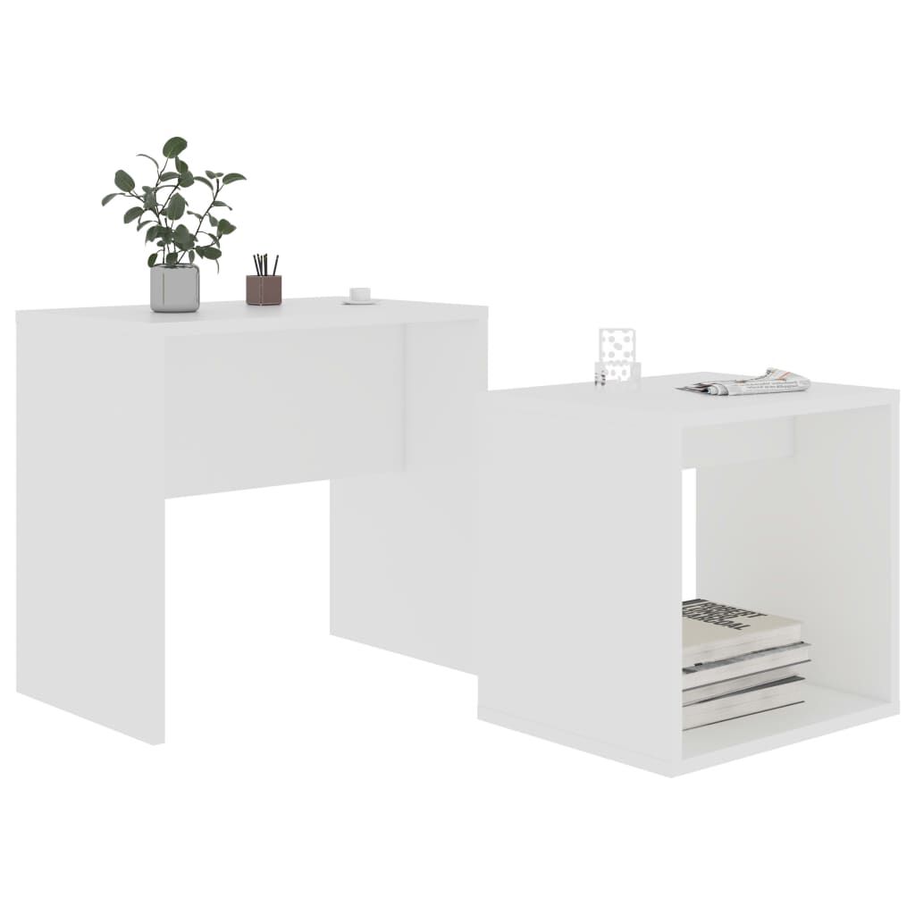 vidaXL Σετ Τραπεζάκια Σαλονιού Λευκά 48 x 30 x 45 εκ. από Επεξ. Ξύλο