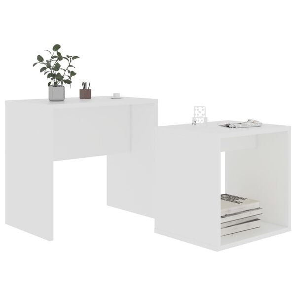 vidaXL Σετ Τραπεζάκια Σαλονιού Λευκά 48 x 30 x 45 εκ. από Επεξ. Ξύλο