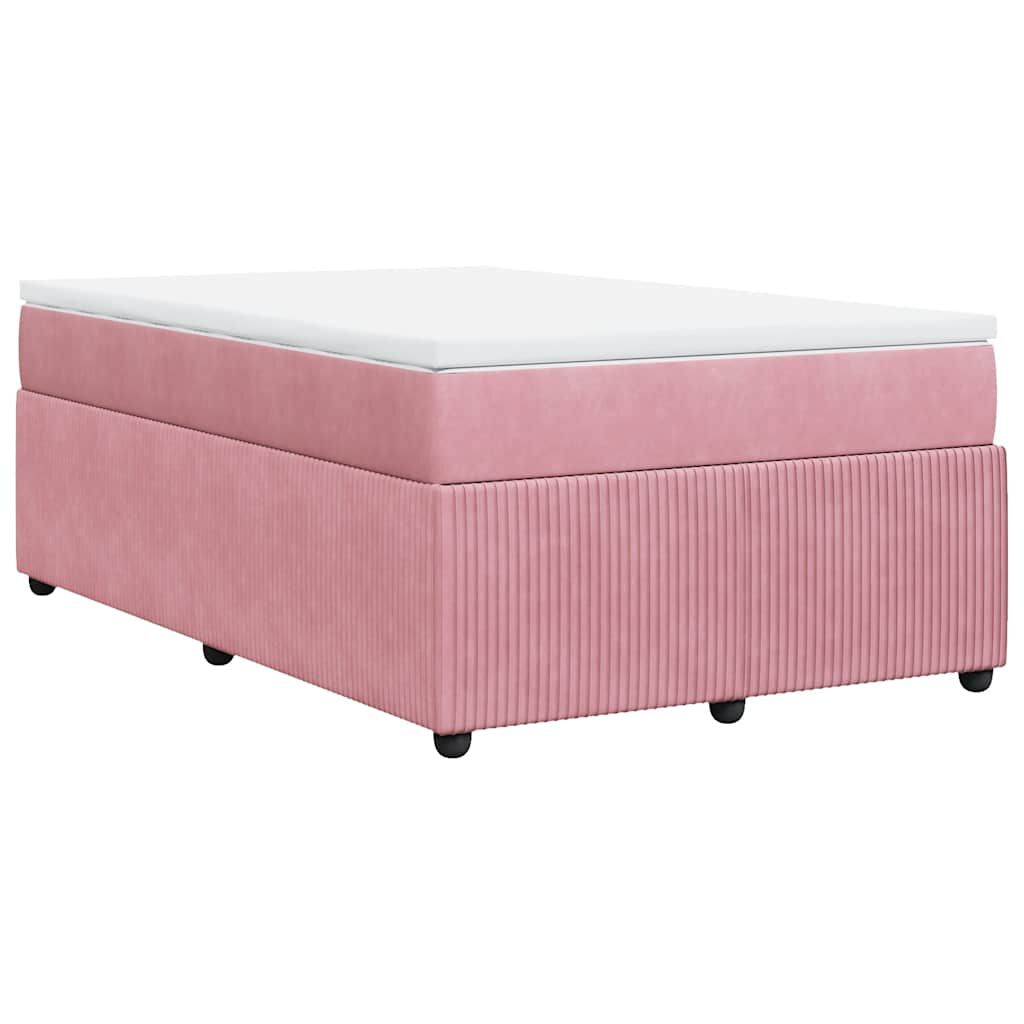 vidaXL Κρεβάτι Boxspring με Στρώμα Ροζ 120x200 εκ. Βελούδινο