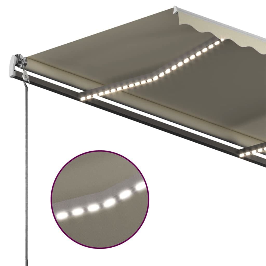 vidaXL Τέντα Συρόμενη Χειροκίνητη με LED Κρεμ 450 x 350 εκ.