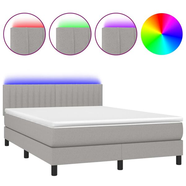 vidaXL &Kappa;&rho;&epsilon;&beta;ά&tau;&iota; Boxspring &mu;&epsilon; &Sigma;&tau;&rho;ώ&mu;&alpha; & LED &Alpha;&nu;.&Gamma;&kappa;&rho;&iota; 140x190&epsilon;&kappa;. &Upsilon;&phi;&alpha;&sigma;&mu;ά&tau;&iota;&nu;&omicron;