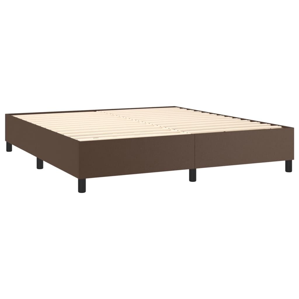 vidaXL Κρεβάτι Boxspring με Στρώμα Καφέ 180x200 εκ. Συνθετικό Δέρμα
