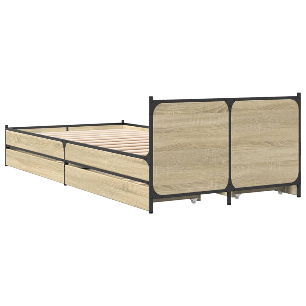 vidaXL Πλαίσιο Κρεβατιού με συρτάρια Sonoma Δρυς 90x200εκ. Επεξ. Ξύλο