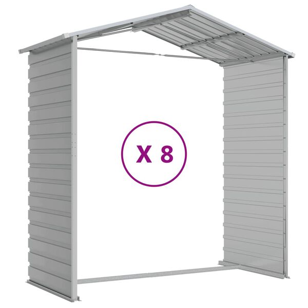 vidaXL Αποθήκη Κήπου Ανοιχτό Γκρι 191x725x198 εκ. Γαλβανισμένο Ατσάλι