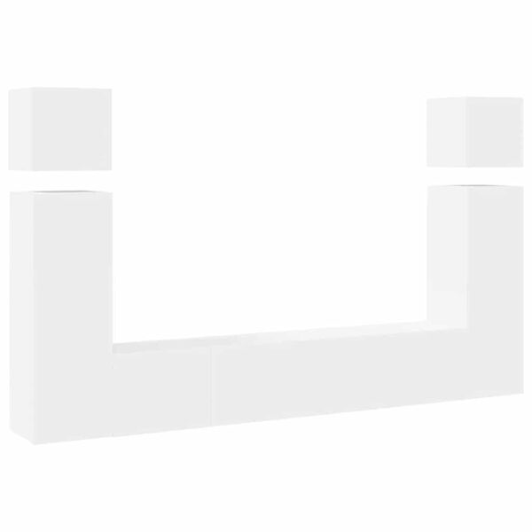 vidaXL Σετ Επίπλου Τηλεόρασης 8 Τεμαχίων Λευκό από Επεξεργασμένο Ξύλο