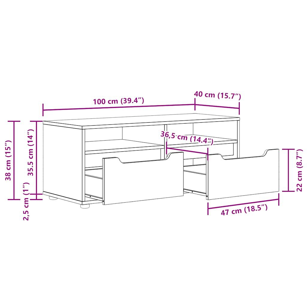 vidaXL ντουλάπι τηλεόρασης VISNES Γκρι μπετόν 100x40x38 cm