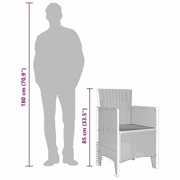 vidaXL Καρέκλα Κήπου 4 pcs Καφέ 53 x 49 x 85 εκ. PP