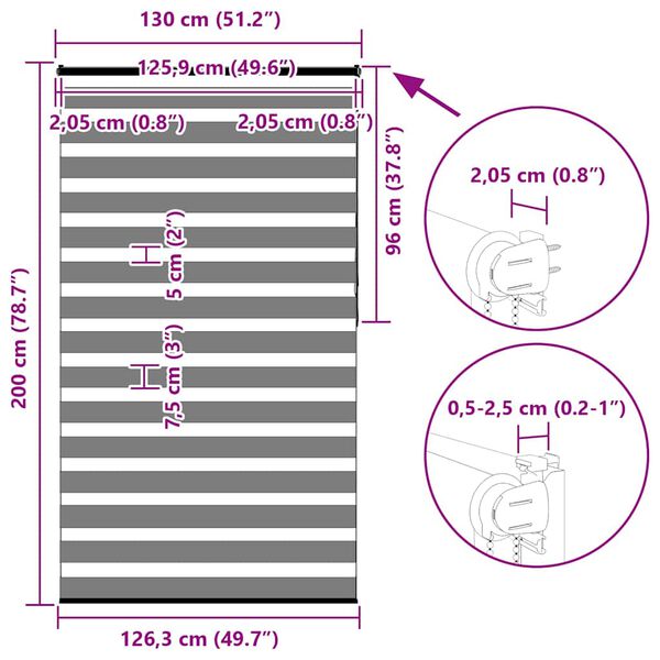 vidaXL Ζέβρα τυφλή Μαύρο Πλάτος υφάσματος 125,9 εκ. Πολυεστέρας