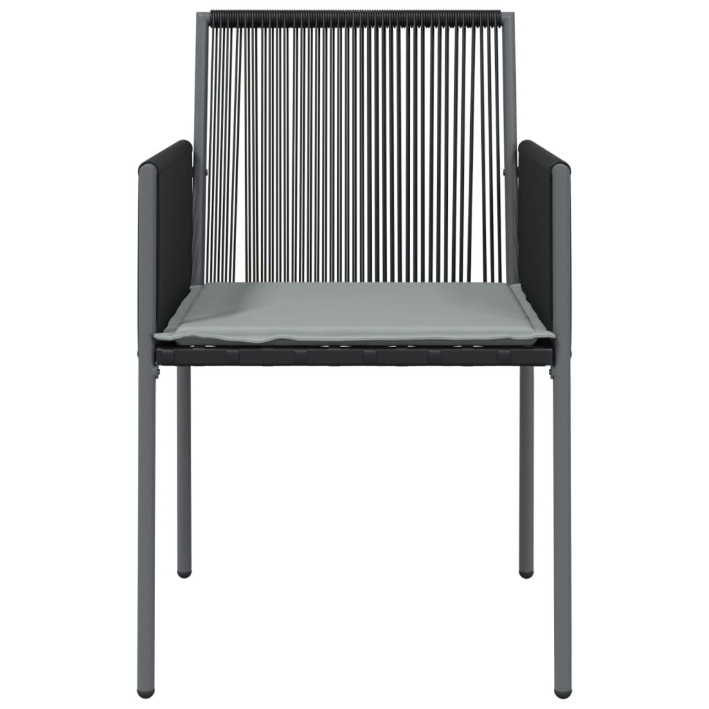 vidaXL Καρέκλες Κήπου 4 τεμ. Μαύρο 54x60,5x83,5 εκ Συνθ. Ρατάν&Μαξιλ.