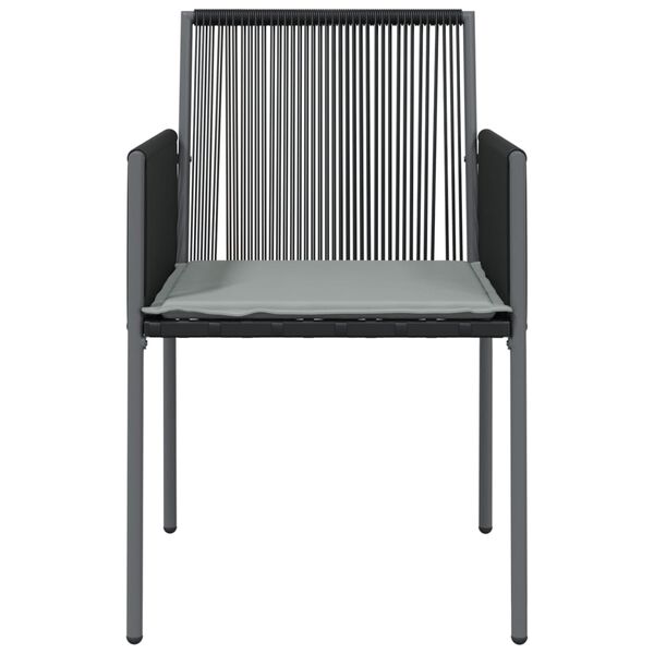 vidaXL Καρέκλες Κήπου 4 τεμ. Μαύρο 54x60,5x83,5 εκ Συνθ. Ρατάν&Μαξιλ.