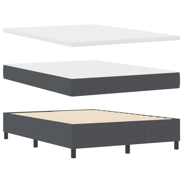 vidaXL Κρεβάτι Box Spring με Στρώμα σε Σκούρο Γκρι, 140x200 εκ., από βελουτέ ύφασμα.