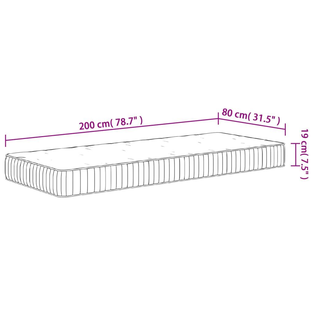 vidaXL Στρώμα με Pocket Springs Μεσαία Σκληρότητα 80 x 200 εκ.