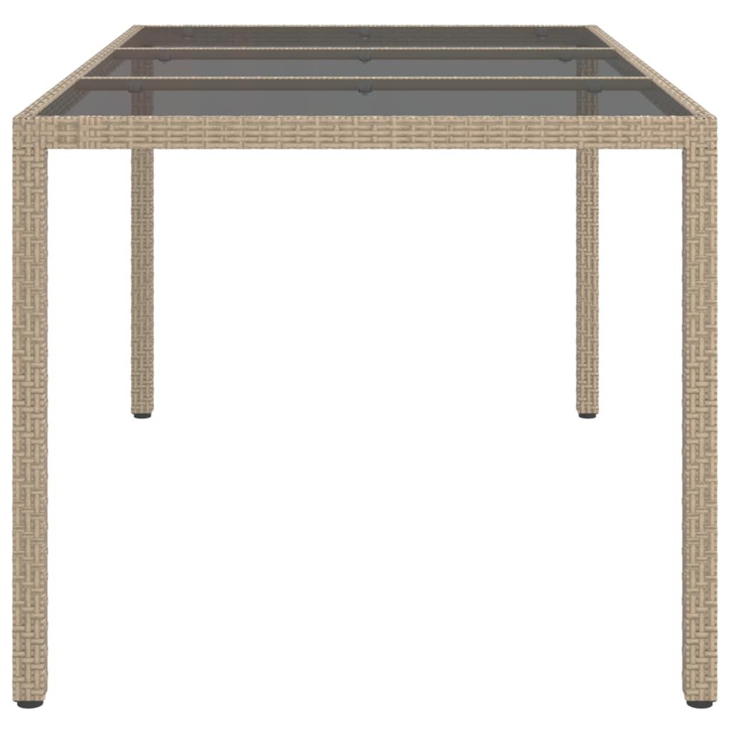 vidaXL Τραπέζι Κήπου Μπεζ 150x90x75 εκ. Συνθετικό Ρατάν/Ψημένο Γυαλί
