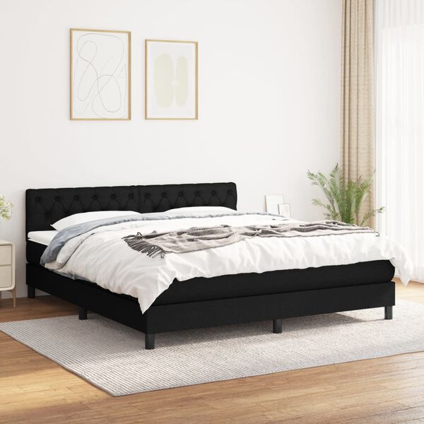 vidaXL &Kappa;&rho;&epsilon;&beta;ά&tau;&iota; Boxspring &mu;&epsilon; &Sigma;&tau;&rho;ώ&mu;&alpha; &Mu;&alpha;ύ&rho;&omicron; 160x200 &epsilon;&kappa;. &Upsilon;&phi;&alpha;&sigma;&mu;ά&tau;&iota;&nu;&omicron;