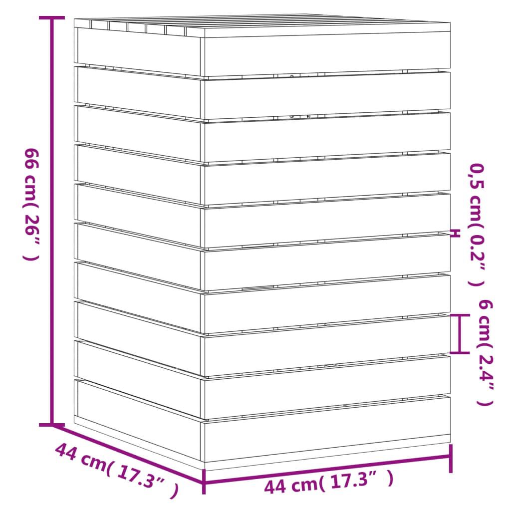 vidaXL Καλάθι Ρούχων Μαύρο 44 x 44 x 66 εκ. από Μασίφ Ξύλο Πεύκου