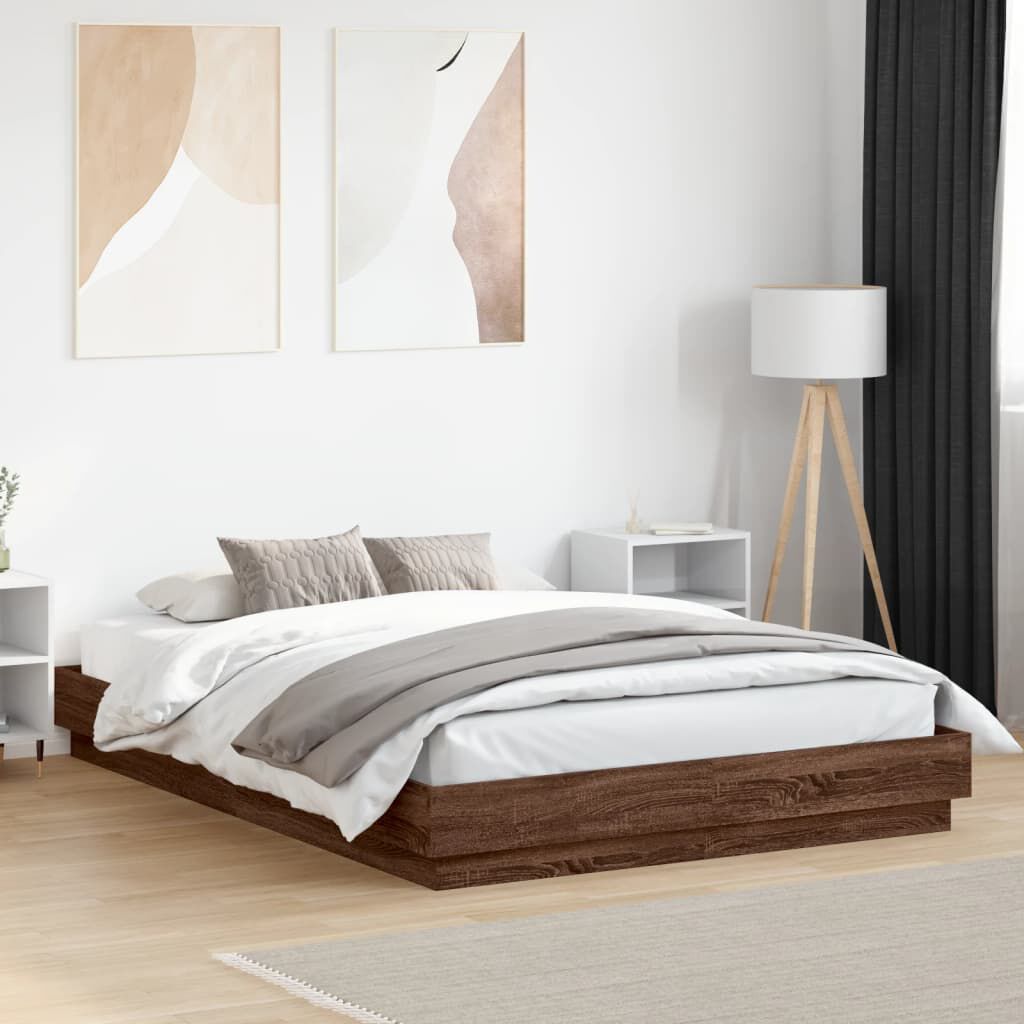 vidaXL Πλαίσιο Κρεβατιού Καφέ Δρυς 150x200 εκ. Επεξεργασμένο Ξύλο