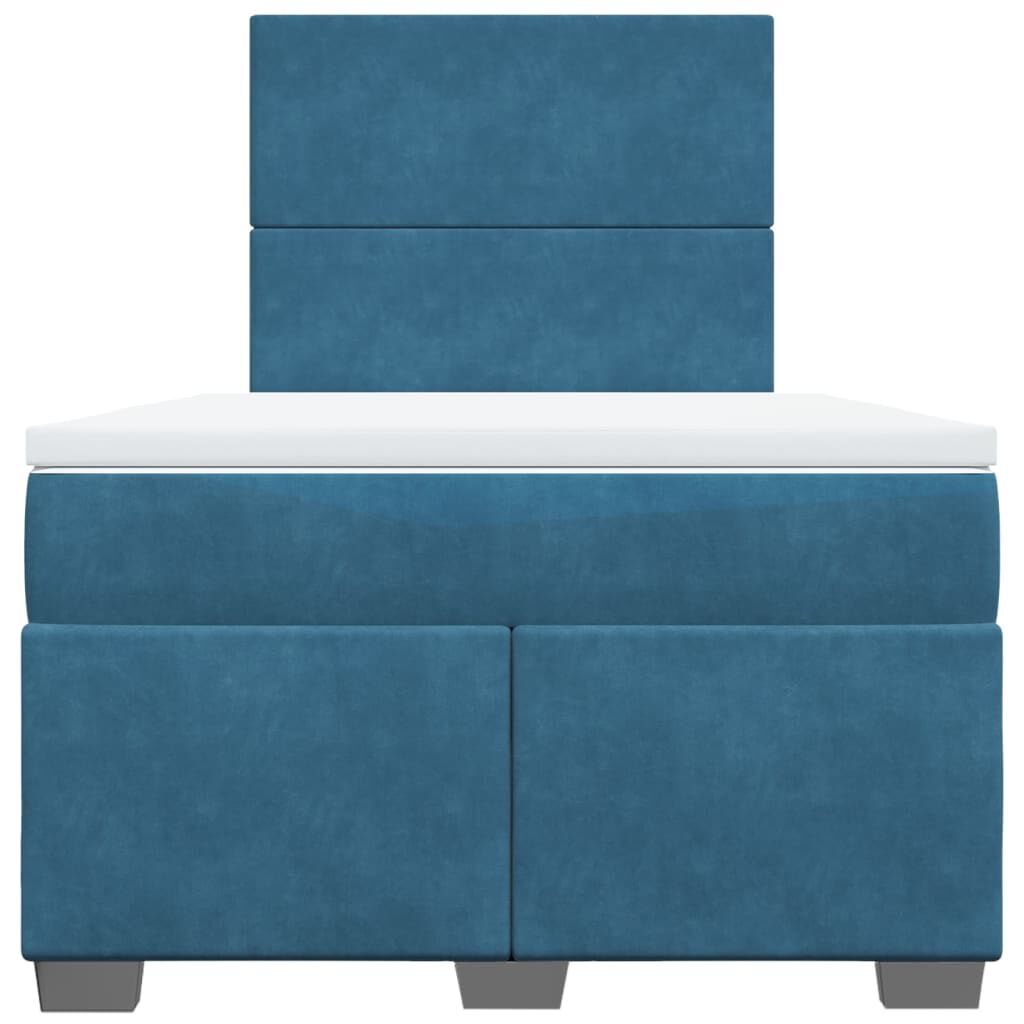 vidaXL Κρεβάτι Boxspring με Στρώμα Μπλε 120x190 εκ. Βελούδινο