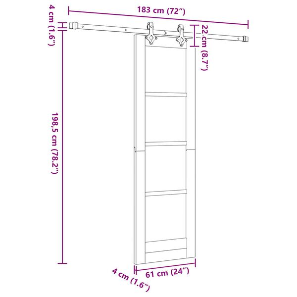 vidaXL Συρόμενη Πόρτα Καφέ 61 x 198.5 εκ. Ξύλο και μέταλλο