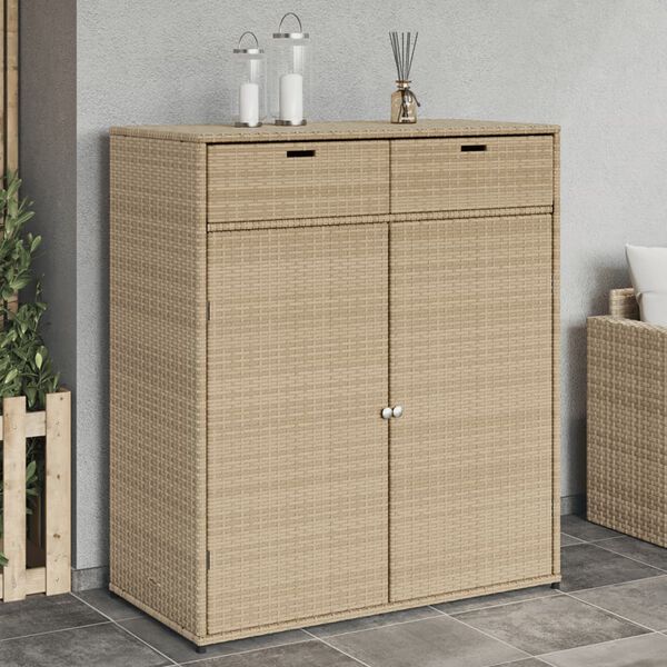 vidaXL Ντουλάπι Αποθήκευσης Κήπου Beige 105x55x113 εκ. Συνθετικό Ρατάν