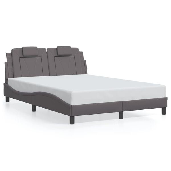 vidaXL Πλαίσιο Κρεβατιού με Κεφαλάρι Γκρι 140x200 εκ. Συνθετικό Δέρμα