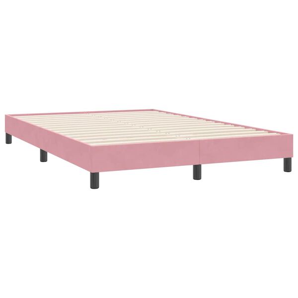 vidaXL Box Spring κρεβάτι χωρίς στρώμα ροζ 160x220 cm Βελούδινο