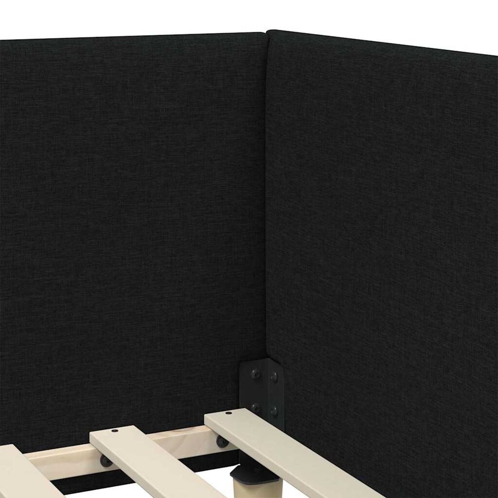 vidaXL Κρεβάτι Γωνίας Άλλο Μαύρο 80 x 200 cm Ύφασμα και Έργο ξύλου