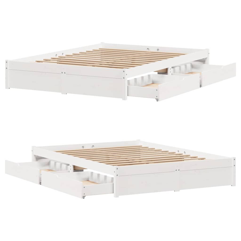 vidaXL Σκελετός Κρεβ. Χωρίς Στρώμα Λευκό 120x190 εκ Μασίφ Πεύκο
