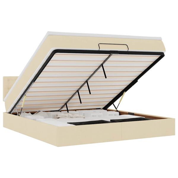 vidaXL Οθωμανικό κρεβάτι με στρώμα Cream 180x200cm ύφασμα