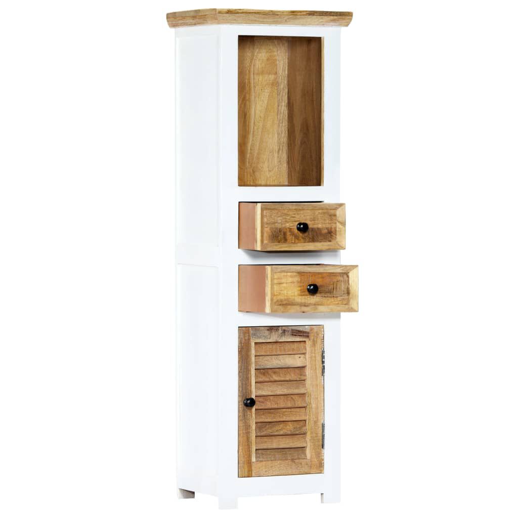 vidaXL Έπιπλο Αποθήκευσης Λευκό/Καφέ 40x30x128 εκ Ακατέργ. Ξύλο Μάνγκο