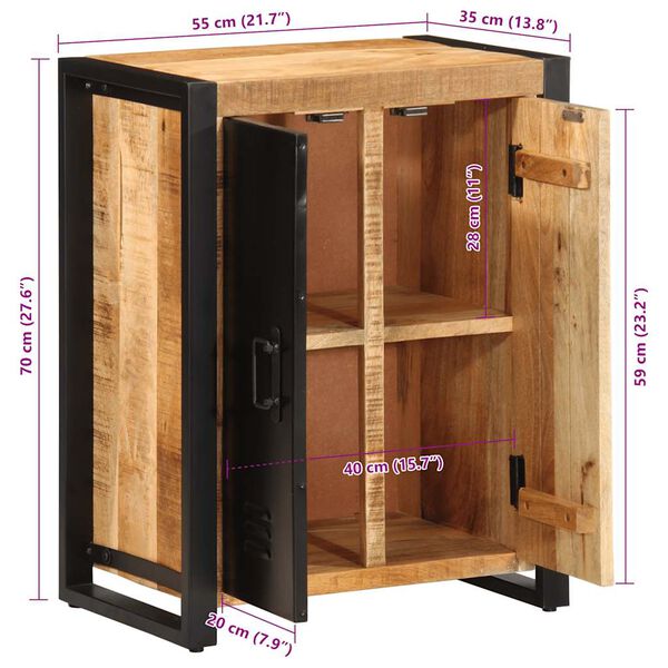 vidaXL Μπουφές 55x35x70 εκ. από Μασίφ Ακατέργαστο Ξύλο Μάνγκο