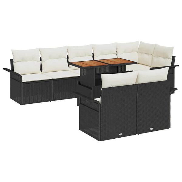 vidaXL Σετ Καναπέ Κήπου με αποθήκευση 9 pcs Μαύρο Πολυ ράταν