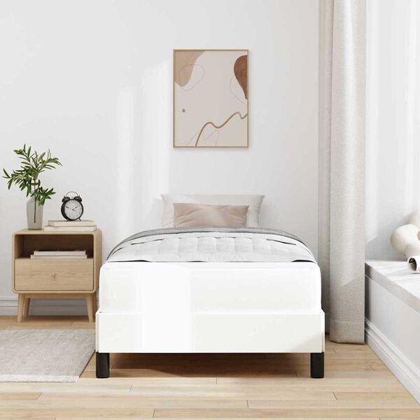 vidaXL Κρεβάτι Άλλο Καθαρό Λευκό 100 x 200 cm Τεχνητό δέρμα