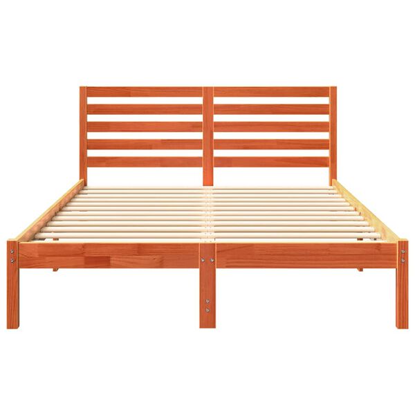 vidaXL Σκελετός Κρεβατιού Καφέ κεριού 140 x 190 cm Μασίφ ξύλο πεύκου
