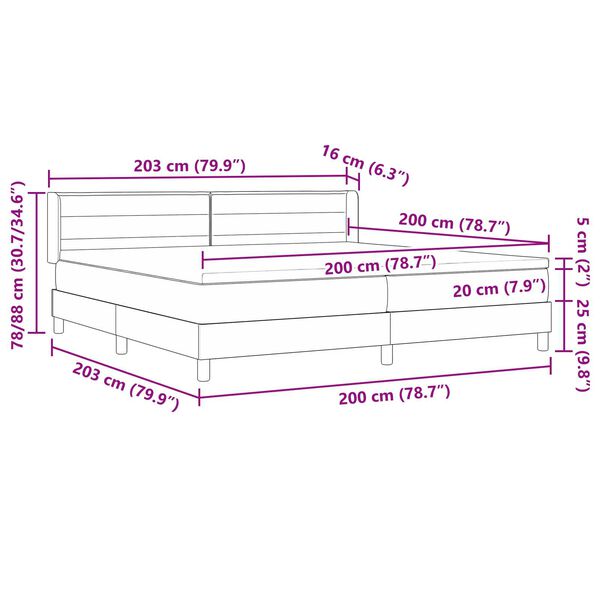 vidaXL Κρεβάτι με ελατήρια Μαύρο 200 x 200 cm Ύφασμα και αφρός