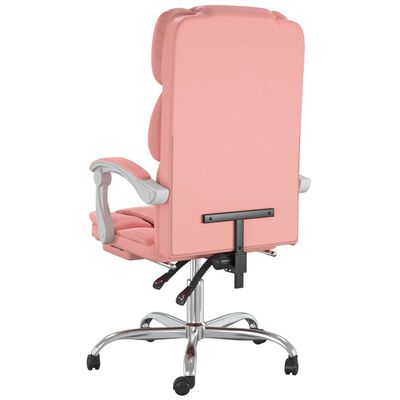 vidaXL Καρέκλα Γραφείου Ανακλινόμενη Ροζ Συνθετικό δέρμα