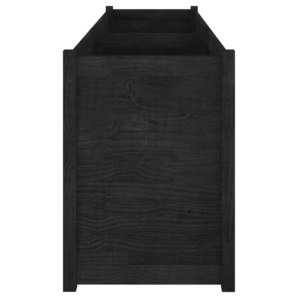 vidaXL Ζαρντινιέρα Κήπου Μαύρη 200 x 50 x 70 εκ. από Μασίφ Ξύλο Πεύκου
