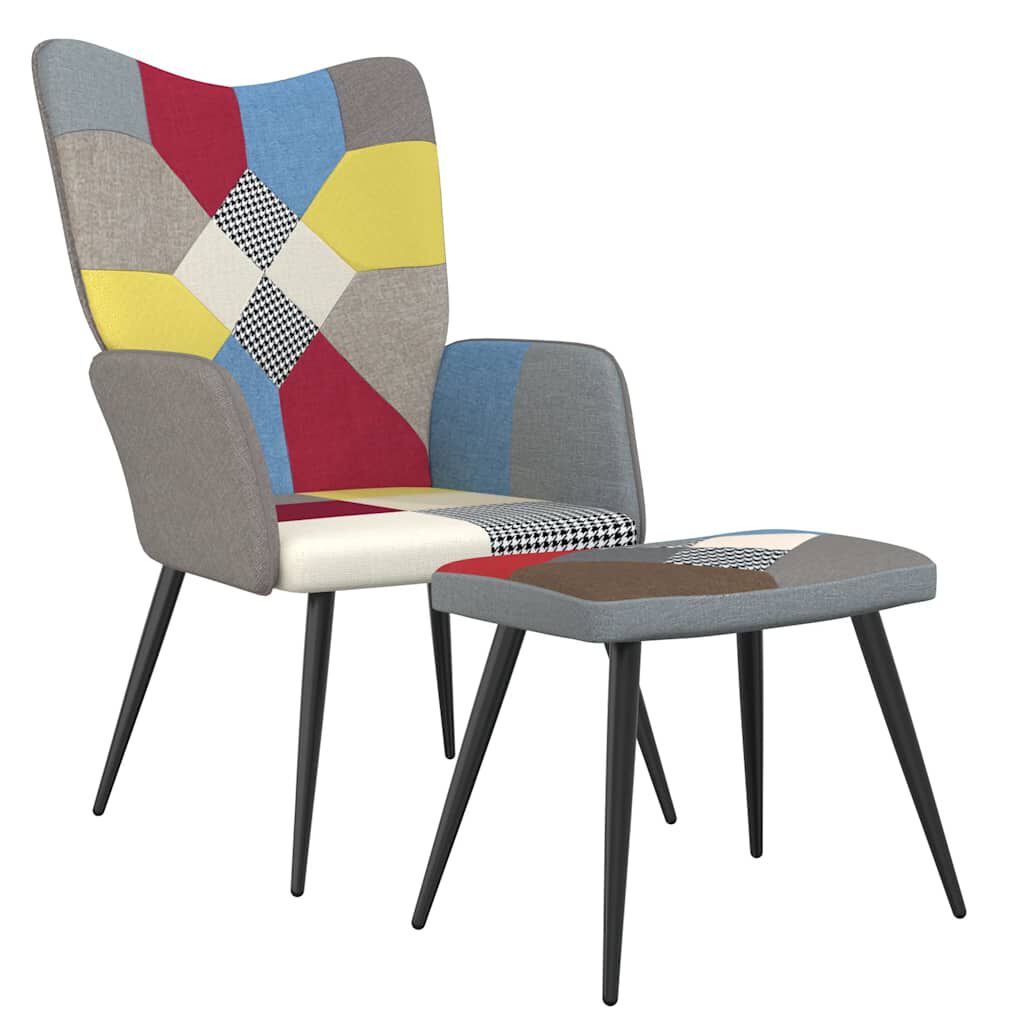 vidaXL Πολυθρόνα Relax Σχέδιο Patchwork Υφασμάτινη με Σκαμπό