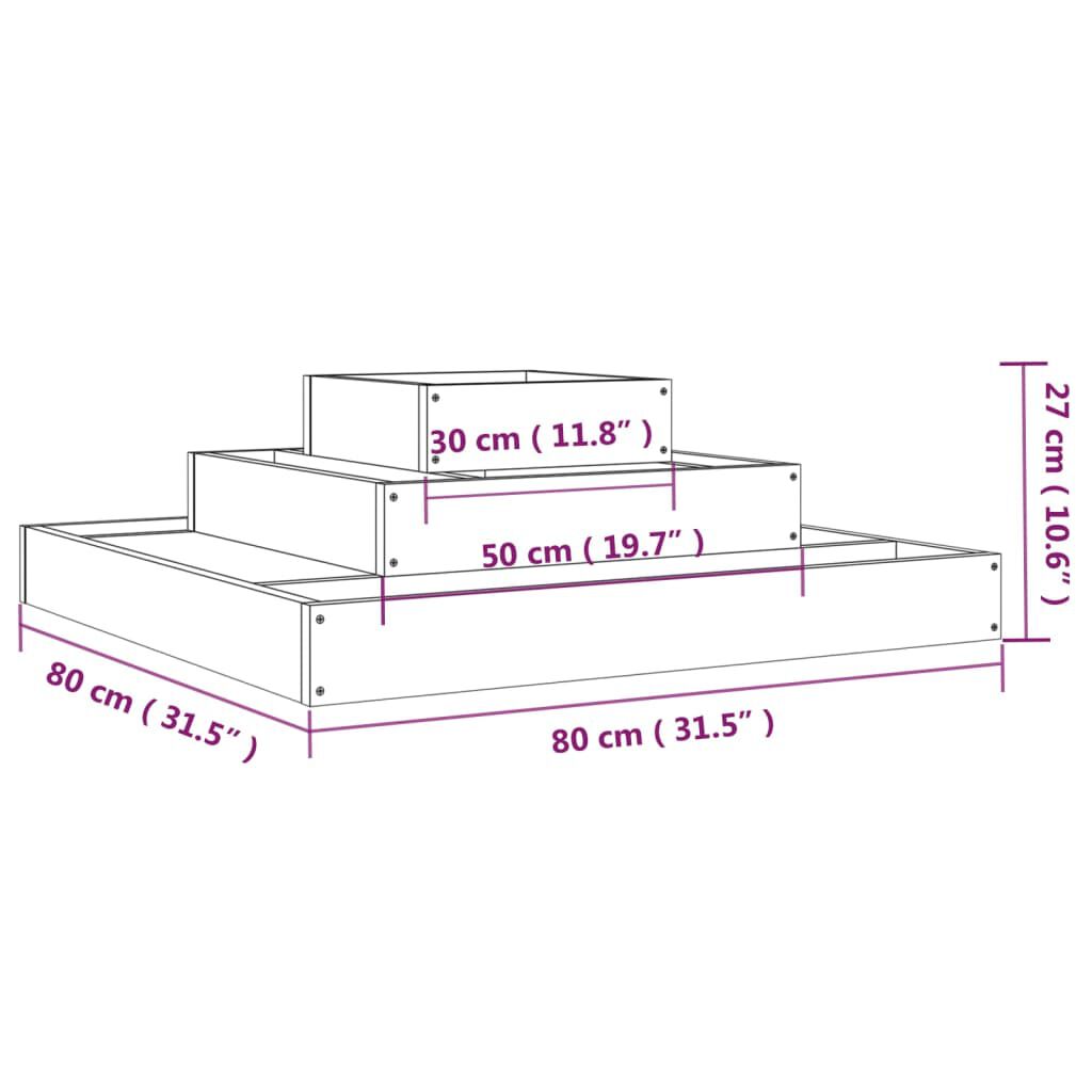 vidaXL Ζαρντινιέρα 80 x 80 x 27 εκ. από Μασίφ Ξύλο Ψευδοτσούγκας
