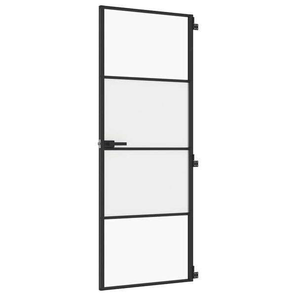 vidaXL Εσωτερική Πόρτα Μαύρη 76x201,5 εκ. Ψημένο Γυαλί και Αλουμίνιο