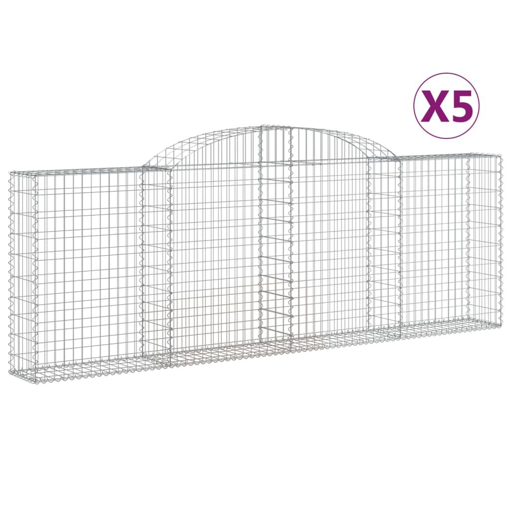 vidaXL Συρματοκιβώτια Τοξωτά 5 τεμ. 300x30x100/120 εκ. Γαλβαν. Ατσάλι